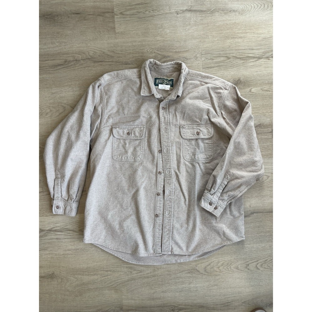 Field And Stream Vintage Men's Chamois Tan Flannel Shirt